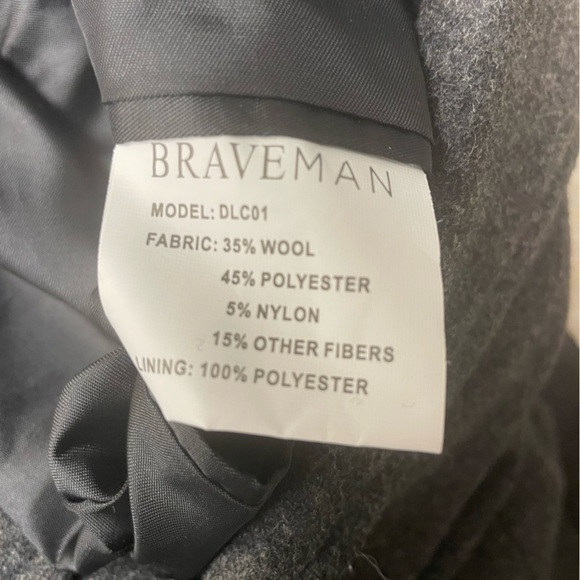 Braveman Wool Blend Double Breasted Long Coat NWT Charcoal Grey Size Medium - Picture 10 of 11